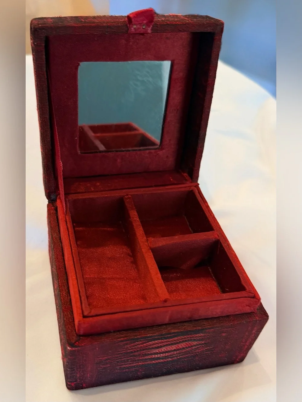 Vintage Red Beaded Jewelry Box Trinket Keepsake Box